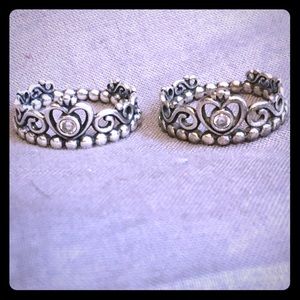 Set of 2 Princess rings from pandora